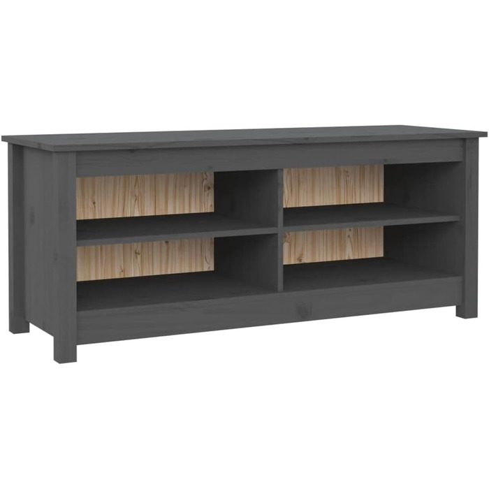 vidaXL Лавка для взуття з полицею, сіра, масив сосни, 110x38x45,5 см – банкетка у передпокій з великим місцем для зберігання
