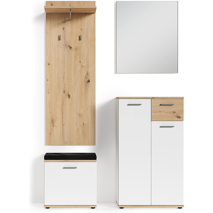 Настінне дзеркало byLIVING Jakob, біле, 60x70 см, сучасний дизайн, для передпокою та ванної, прямокутне, меблі для коридору