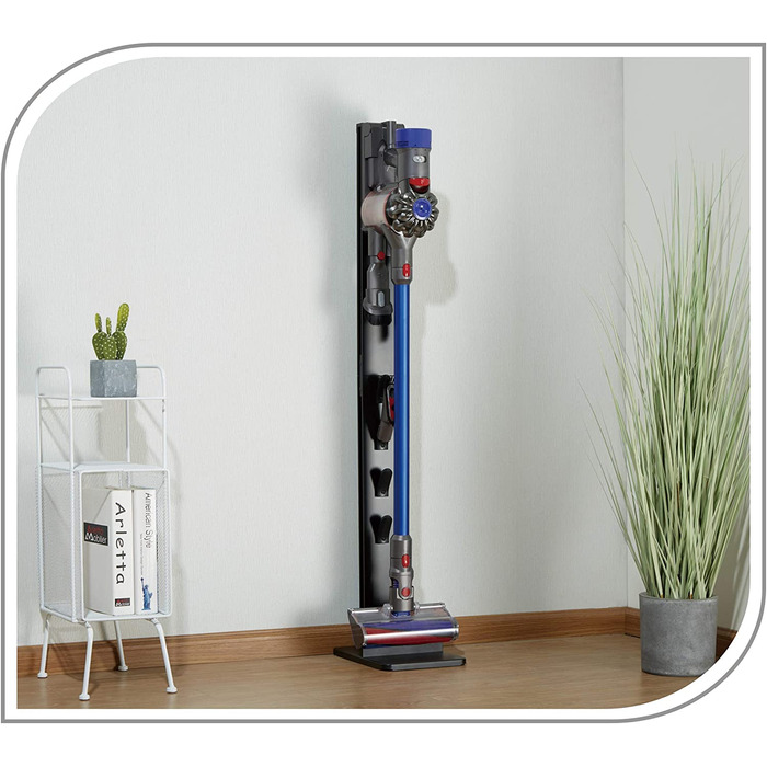 Органайзер-стійка для пилососа PureMounts, сумісний з Dyson V6 Pro, V7, V8, Cyclone Fluffy/Absolute, V10 Total Clean, Torque Drive, V11 Animal, V12 Slim Absolute, V15 Detect Absolute, чорний, 4 тримачі для аксесуарів