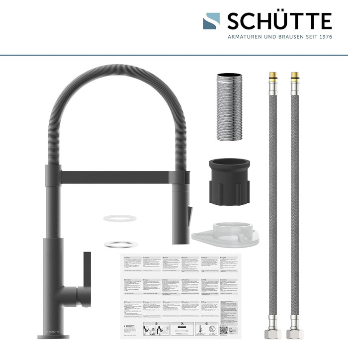 Змішувач кухонний SCHÜTTE Miami 79142 графіт, з висувним душем, одинарний важіль
