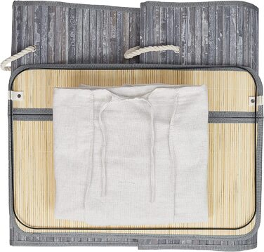 Сортувальник для білизни Relaxdays, 3 секції, з кришкою, прямокутний, 62x62,5x42,5 см, бамбук, сірий/білий