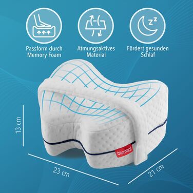 Подушка для сну між ніг Blumtal з піни Memory Foam для лежання на боку - сертифікат Oeko-TEX, ортопедична подушка при ішіасі, біла