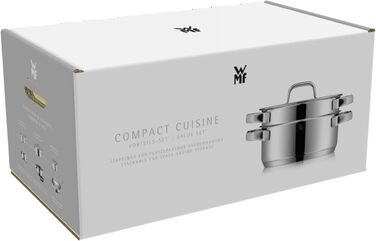 Набір каструль WMF Compact Cuisine 5 предметів, індукційний, нержавіюча сталь, з кришками, полірований Cromargan, без покриття, з внутрішньою шкалою