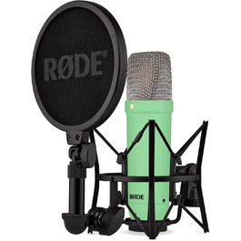 RØDE NT1 Signature Series студійний конденсаторний мікрофон з великою діафрагмою, shockmount, поп-фільтром та XLR-кабелем для музики, вокалу, стрімінгу й подкастингу (зелений)