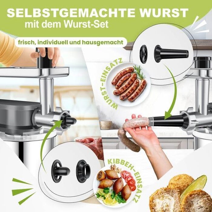 Кухонна машина KESSER 3в1 з м'ясорубкою та блендером, планетарний міксер 1500Вт, чаша 5.5л, 6 швидкостей, антрацит