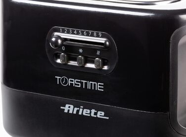Тостер Ariete 159 Toastime для 2 тостів з щипцями, функціями розморожування та підігріву, 700 Вт, нержавіюча сталь, чорний