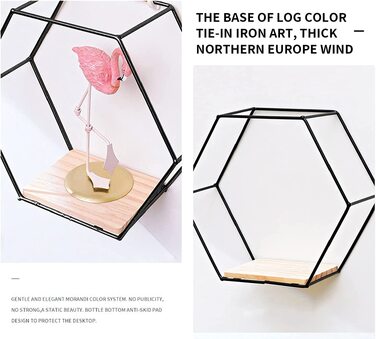 Набір настінних полиць Panthem Hexagon, 3 шт., металеві, чорні - Loft стиль для вітальні, спальні, ванної кімнати, кафе, готелю