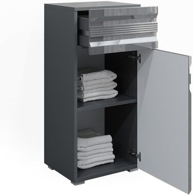 Пенал для ванної Vicco Freddy, антрацит глянець, 36x79 см