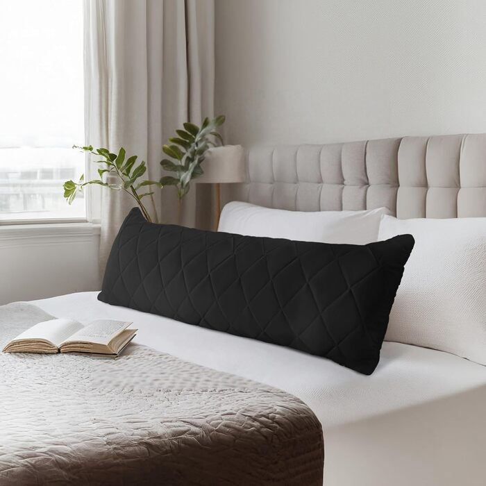 Подушка для вагітних та сну Utopia Bedding, анатомічна подушка для підтримки тіла та сну на боці, м'який поліестер (40x145 см, чорна)