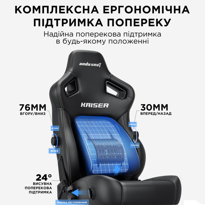 Крісло ігрове Anda Seat Kaiser 4 Dark Grey Fabric Size L