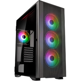 Корпус для ігрового ПК Kolink Stronghold Prism RGB чорний, EATX, Mesh-панель, відкидна дверцята із загартованого скла, 4x 120 мм ARGB вентилятори, Midi Tower