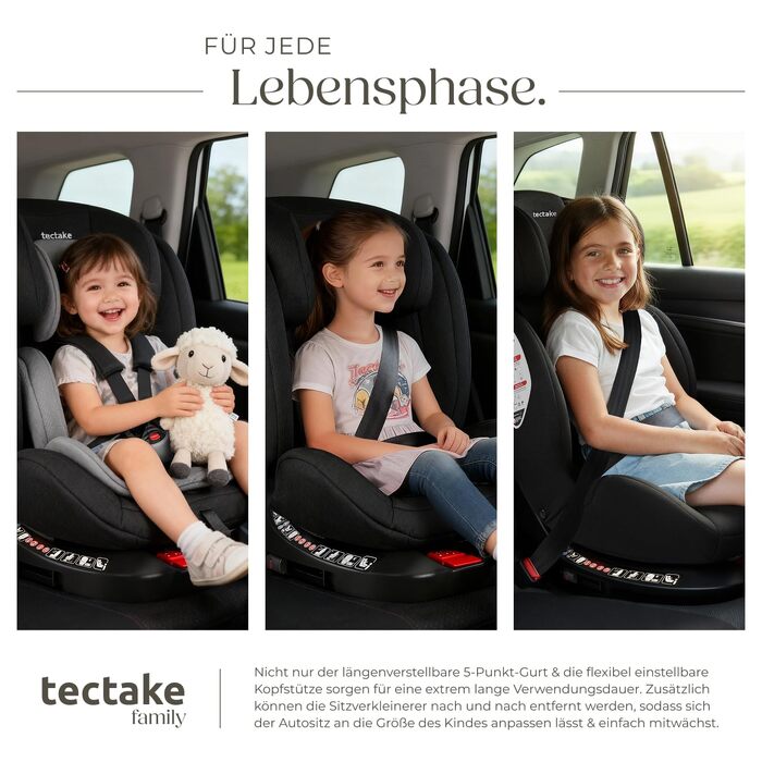 Дитяче автокрісло tectake® поворотне на 360°, i-Size, кріплення ISOFIX, до 150 см