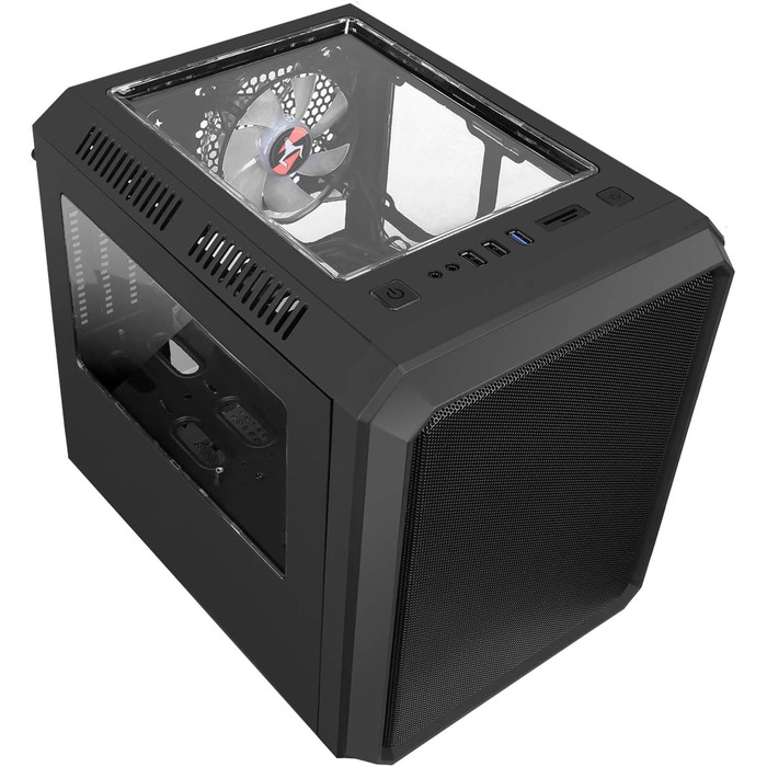 Корпус для ПК iTek QBO 8 EVO Micro ATX з ARGB вентиляторами, USB 3.0, кардрідером, трьома прозорими вікнами, чорний