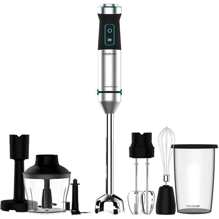 Блендер Cecotec Stabmixer Power TitanBlack 1500 XL Cream - 1500 Вт, технологія CrossBlades, чорне титанове покриття, XL-фут, захист від бризок, 2 аксесуари