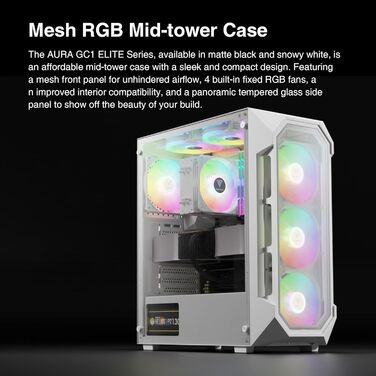 Ігровий корпус GAMDIAS Aura GC1 Elite WH ARGB з підсвіткою