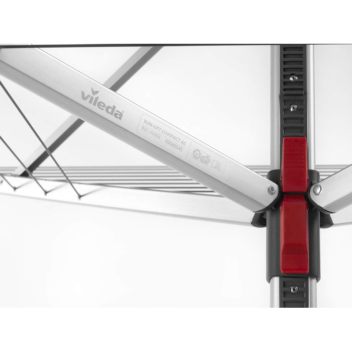 Vileda Sun-Lift Compact сушарка для білизни, 40 м, регульована висота 1,55-1,72 м, Easy-Lift, 8 тримачів, чохол UV, сіра, еко-упаковка