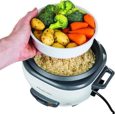 Рисварка електрична Russell Hobbs Mini 0.8л біла: для рису, кіноа, кускусу
