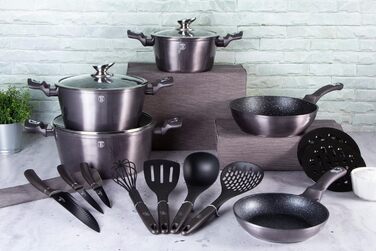 Набір кухонного посуду Berlinger Haus 17 предметів, серія Metallic Line Carbon Pro Edition, металевий