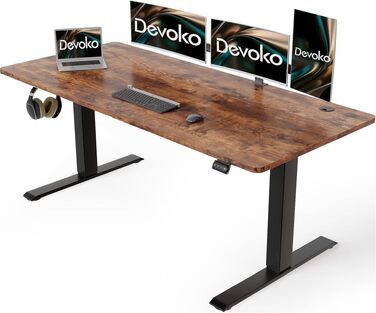 Електричний стіл для роботи з регулюванням висоти Devoko, коричневий, 130 x 60 см