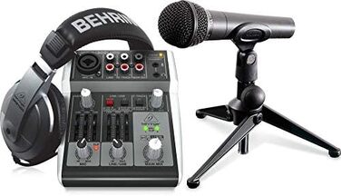 Behringer Audiophile 2x2 USB Аудіоінтерфейс 24-біт/192 кГц з мікрофонними преампами Midas (PODCASTUDIO 2 USB) для студії