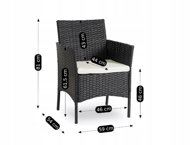 Комплект садових меблів MEBEL ELITE з пластику, чорний, 4 предмети