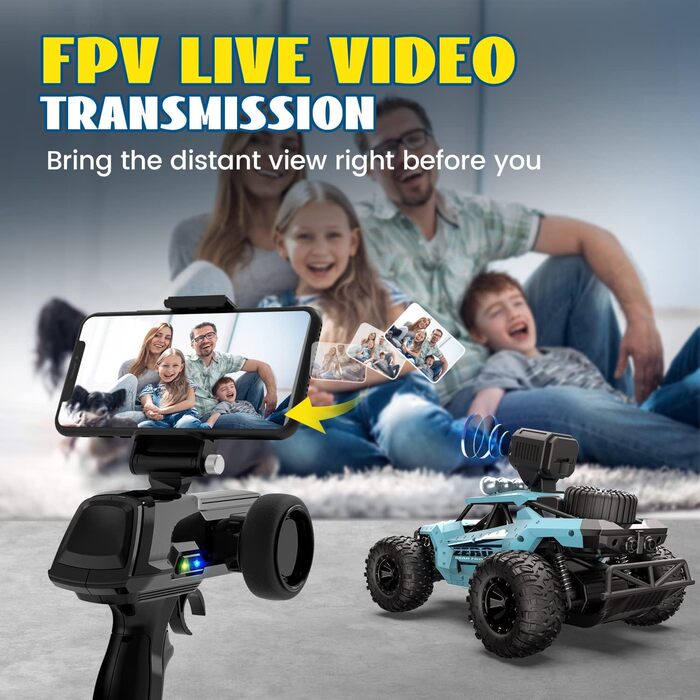RC Truck DEERC 1:16 з камерою 1080P, WiFi, 2 акумулятори, 60 хв роботи, позашляховик для дітей та дорослих (36W)