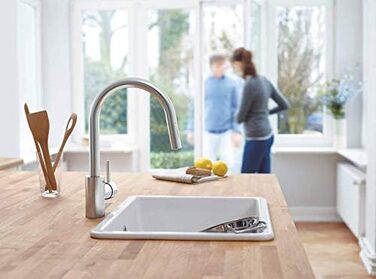 Змішувач кухонний GROHE Concetto Supersteel 31483DC2 з висувним душем, поворотний 360°, економія води, нержавіюча сталь
