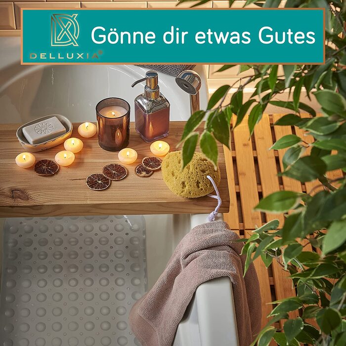 Протиcковзкий килимок для ванни Delluxia 100x40 см, прозорий, BPA-free, з 2 гачками