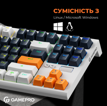 Дротова механічна клавіатура GamePro MK180W (Red) з Hot-Swap RGB White