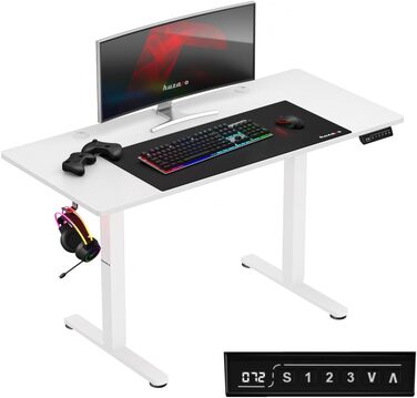 Електричний комп'ютерний стіл Huzaro Hero 8.2, 120x60 см, регульована висота, 3 пам'яті, метал, білий