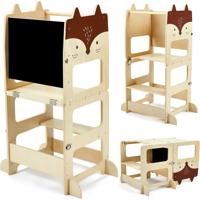 Стілець-лесенка для дітей Labebe Montessori, 3 в 1, з дошками для повідомлень, 92 x 38.5 x 42 см