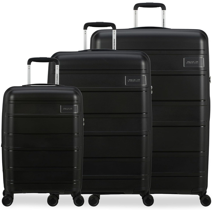 Валіза American Tourister Skymax 3 шт. синього (Midnight Blue) та чорного (Bass Black) кольорів