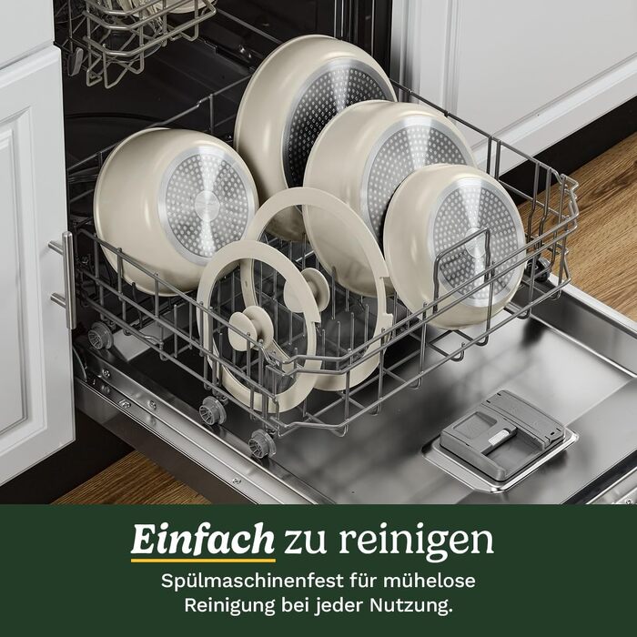 Набір посуду Cuisinart Ceramica XT 11 предметів: каструлі, сковороди, сотейник, пароварка. Керамічне антипригарне покриття з титановим зміцненням. Без PTFE, PFOA та PFAS, колір - слонова кістка