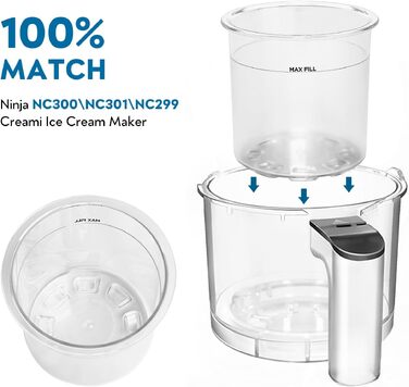 Контейнери для Ninja Creami NC300EU Vione - 4 шт. для морозива, сумісні з NC299EU, NC300EU, NC301EU