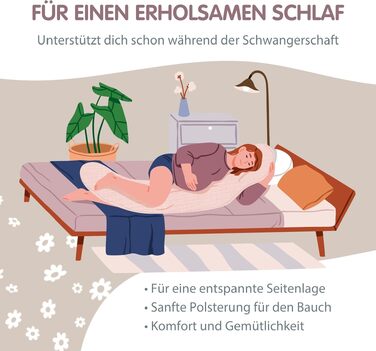 Подушка для вагітних та годування Theraline Dodo Pillow Premium 180 см, мусліновий чохол (100% бавовна), бежева