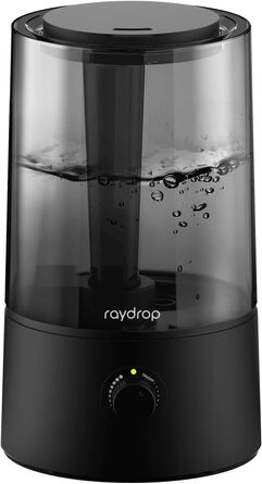 Зволожувач повітря Raydrop для спальні та дитячої кімнати, 1.7л, Ультразвуковий, Тихий, Автоматичне вимкнення, Чорний