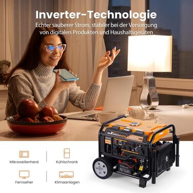 Інверторний бензиновий генератор maXpeedingrods PRO6000 3500Вт, 4-тактний, 223сс, портативний (помаранчевий)