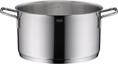 Набір кухонного посуду Silit Extra Cook: каструлі 16/20/24 см з кришками, ковшик 16 см, внутрішня шкала, широкий зливний край, придатний для миття в посудомийній машині, з нержавіючої сталі Crominox