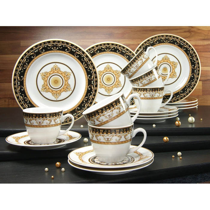 Кавовий сервіз Creatable Majestosa, 18 предметів, порцеляна, чорний, 42x25x20 см