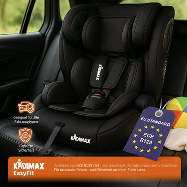 Автокрісло i-Size 9-36 кг, 15 місяців - 12 років, група 1/2/3, ECE R129/03, чорний колір