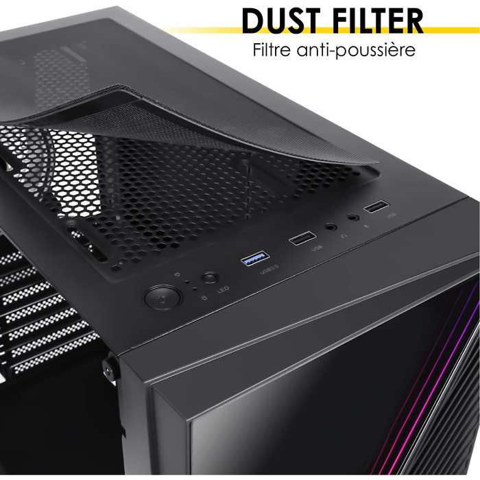 Ігровий корпус Empire Gaming Crystal ARGB, середній ATX/Micro ATX/ITX, 3D-дзеркальний ефект, 2 вентилятори (1x120мм ARGB, 1x120мм стандарт), чорний