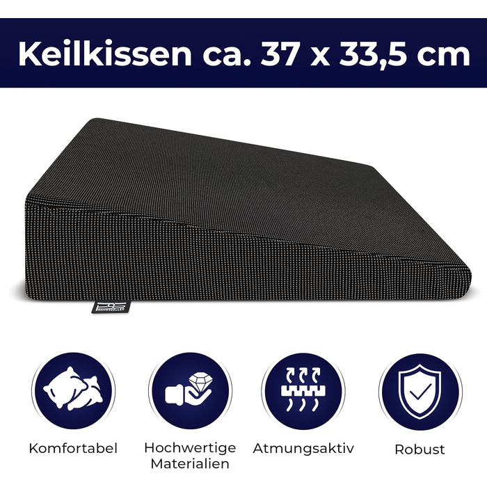 Подушка для сидіння Brandsseller Sitzkeilkissen (35x35x6 см, чорна) для крісла, офісу, авто
