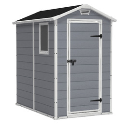 Садовий будинок Keter Manor 4x6S, 3.8м³, пластик, сірий, вологостійкий, 130x192x198 см