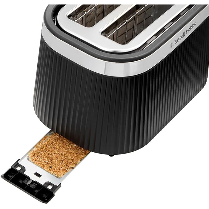 Тостер Russell Hobbs Brontë Stone 26761-56 (2 тости, чорний) з 6 режимами, підігрівом, розморожуванням та підйомним механізмом