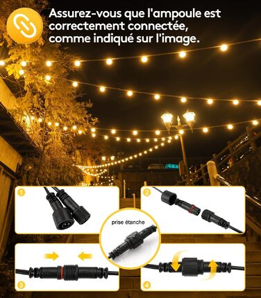 LED гірлянда вулична 30м G40 з пультом, IP44 для саду, тераси, веранди