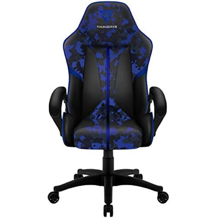 Ігрове крісло ThunderX3 BC1 CAMO синє, ергономічний стілець для геймерів, комп'ютерний стілець з регульованою спинкою, камуфляж