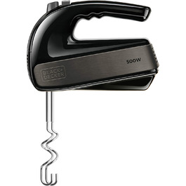 Міксер BLACK+DECKER BXMX500E 500Вт, 5 швидкостей, турборежим, 2 вінчики, 2 гаки, знімні насадки
