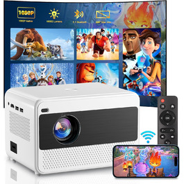 Проектор Smart Beamer WiFi для домашнього кіно, 16000 Люмен Full HD 1080P, електричний фокус, Zoom, Bluetooth, сумісний з iOS/Android/Fire Stick/Laptop/PS5