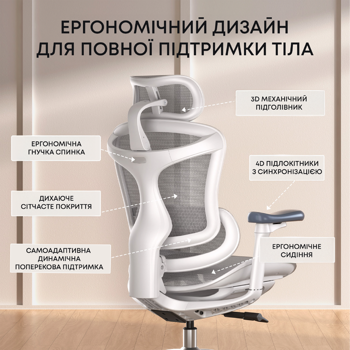 Крісло офісне Sihoo DORO C300L Mesh White
