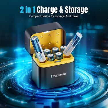 Набір акумуляторів AA Li-ion 1.5V 3600mWh (8 шт.) з зарядним пристроєм на 8 слотів, висока ємність, 2000 циклів зарядки
